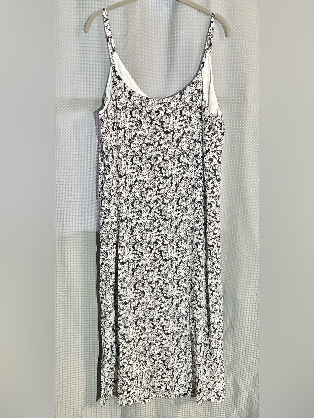 Everlane Abstract Floral Maxi Dress Sz 12 Midi Lined Side Slit Functions Wedding